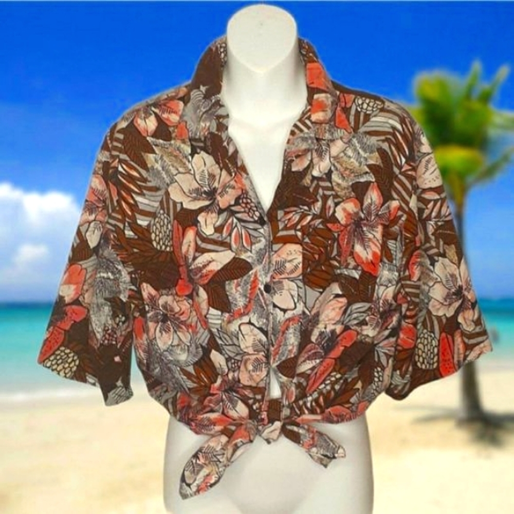 Vintage REMO of CALI Tropical Floral Hawaiian Print Shirt